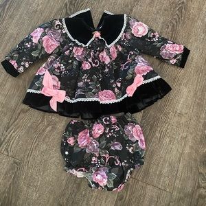 Black/Pink Floral Girls Dress